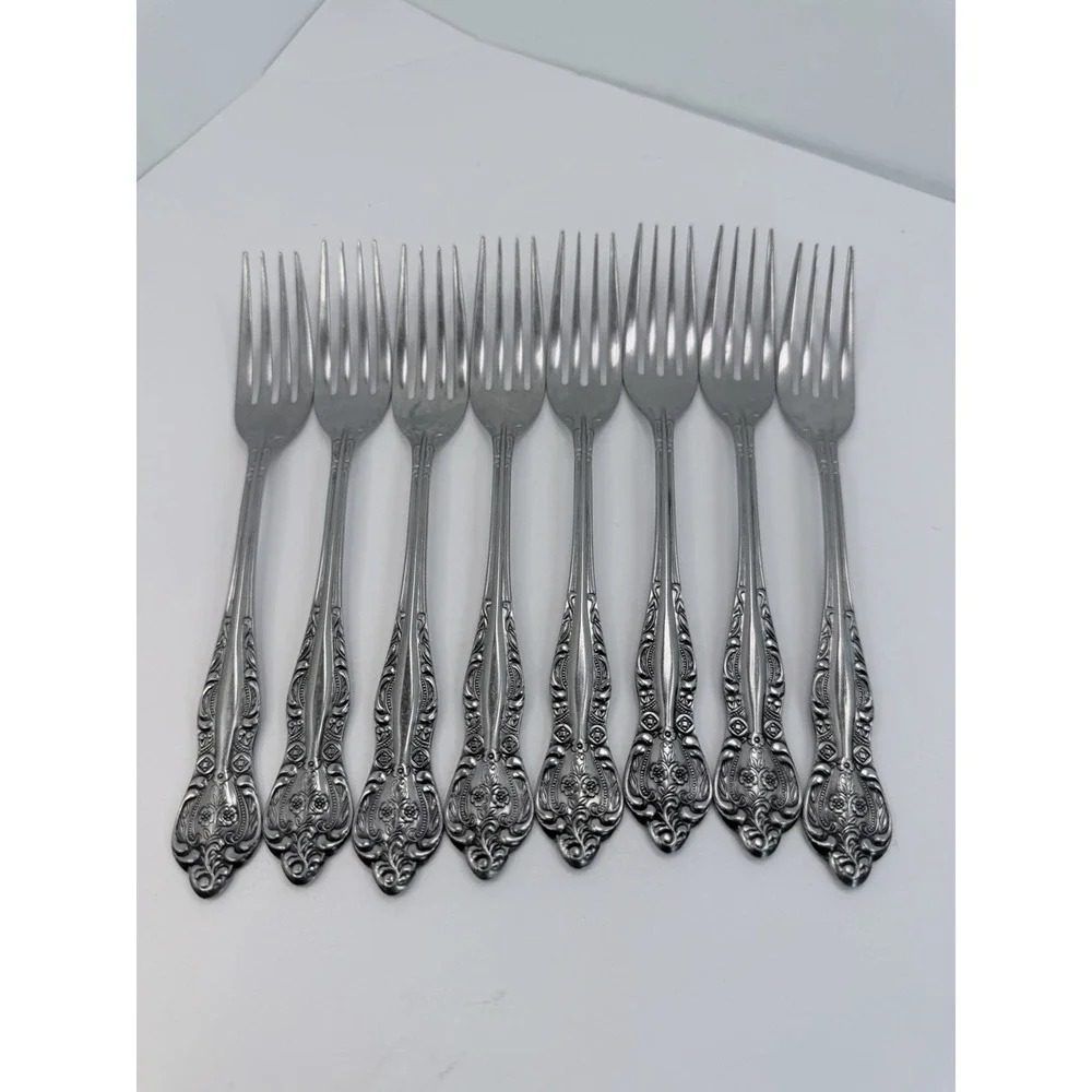 Stanley Roberts DYNASTY Stainless 5 Petal Flower - Set of 8 Dinner Forks Japan